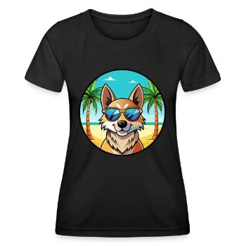 Slovensky Kopov Hunderasse Cartoon Sonnenbrille Strand - Frauen Funktions-T-Shirt - Schwarz - Vorne - AI Model Female 172 light (172cm)