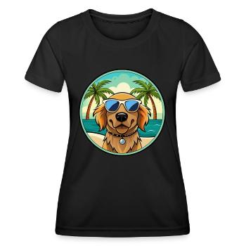 Picardy Spaniel Dog Breed Cartoon Sunglasses Beach - Women's Functional T-Shirt - black - Front - AI Model Female 172 light (172cm)