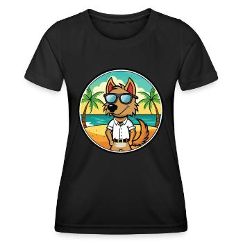 Polnische Jagdhunderasse Cartoon Sonnenbrille Strand - Frauen Funktions-T-Shirt - Schwarz - Vorne - AI Model Female 172 light (172cm)