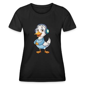 Goose Funny Cartoon Character Casque Musique - T-shirt sport Femme - noir - Devant - AI Model Female 172 light (172cm)