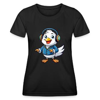 Mouette Funny Cartoon Character Musique de casque - T-shirt sport Femme - noir - Devant - AI Model Female 172 light (172cm)