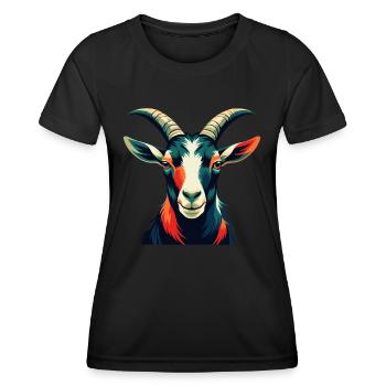 Goat Cartoon Character Colorful Pet Animal - Women's Functional T-Shirt - black - Front - AI Model Female 172 light (172cm)