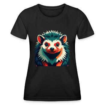 Igel Zeichentrickfigur Buntes Haustier Tier - Frauen Funktions-T-Shirt - Schwarz - Vorne - AI Model Female 172 light (172cm)