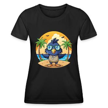 Krähe Lustige Cartoon Sommer Strand Sonnenbrille - Frauen Funktions-T-Shirt - Schwarz - Vorne - AI Model Female 172 light (172cm)