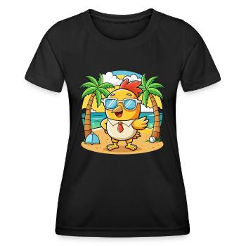 Huhn Lustige Cartoon Sommer Strand Sonnenbrille - Frauen Funktions-T-Shirt - Schwarz - Vorne - AI Model Female 172 light (172cm)