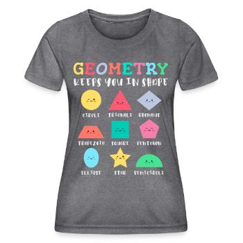 Geometrische Formen mit positiven Sprüchen - Frauen Funktions-T-Shirt - dunkle Melange  - Vorne - AI Model Female 172 light (172cm)