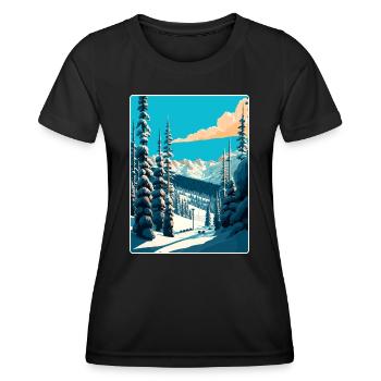 Vail Ski Resort Skifahren Reise Poster Souvenir WPA - Frauen Funktions-T-Shirt - Schwarz - Vorne - AI Model Female 172 light (172cm)