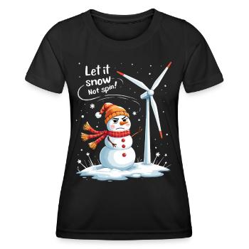 Stopp Windräder - Lasst es schneien, nicht drehen - Frauen Funktions-T-Shirt - Schwarz - Vorne - AI Model Female 172 light (172cm)