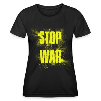STOP WAR – NO WAR - PEACE - Women's Functional T-Shirt - black - Front - AI Model Female 172 light (172cm)