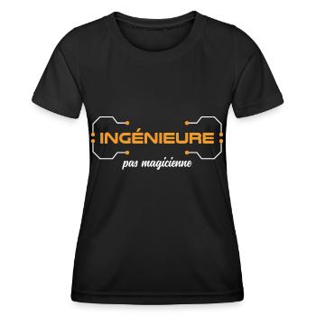 Je suis ingénieure pas magicienne ! Humour travail - T-shirt sport Femme - noir - Devant - AI Model Female 172 light (172cm)