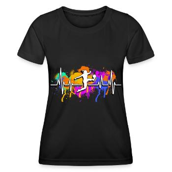 Female Soccer Soccer Heartbeat - Women's Functional T-Shirt - black - Front - AI Model Female 172 light (172cm)