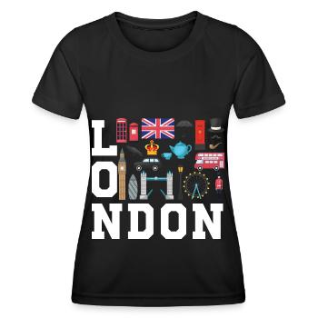 London England UK Great Britain - Frauen Funktions-T-Shirt - Schwarz - Vorne - AI Model Female 172 light (172cm)