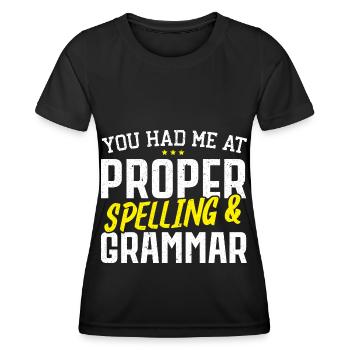Ils m’ont eu à l’orthographe et Grammati - T-shirt sport Femme - noir - Devant - AI Model Female 172 light (172cm)