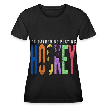 Eishockey Mannschaft Puck - Frauen Funktions-T-Shirt - Schwarz - Vorne - AI Model Female 172 light (172cm)