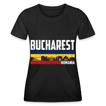 Bukarest Rumänien Stadt Rumänisch - Frauen Funktions-T-Shirt - Schwarz - Vorne - AI Model Female 172 light (172cm)