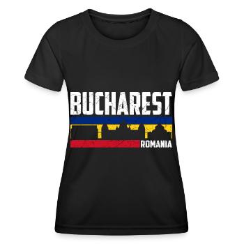 Bukarest Rumänien Stadt Rumänisch Bucharest - Frauen Funktions-T-Shirt - Schwarz - Vorne - AI Model Female 172 light (172cm)