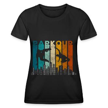 Parkour Laufen Mut Backflip - Frauen Funktions-T-Shirt - Schwarz - Vorne - AI Model Female 172 light (172cm)