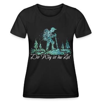 Der Weg ist das Ziel Pilger Pilgern Jacobsweg - Frauen Funktions-T-Shirt - Schwarz - Vorne - AI Model Female 172 light (172cm)
