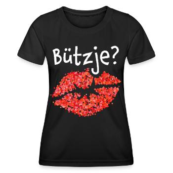 Kölsch Bützje Kölner Kölnerin Köln Karnevalfan - Frauen Funktions-T-Shirt - Schwarz - Vorne - AI Model Female 172 light (172cm)