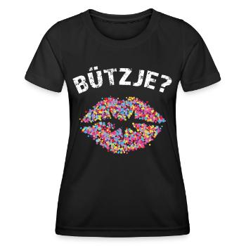 Kölsch Bützje Kölner Kölnerin Köln Karneval - Frauen Funktions-T-Shirt - Schwarz - Vorne - AI Model Female 172 light (172cm)