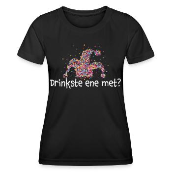 Drinkste ene met Karneval Köln Kölsch Narrenkappe - Frauen Funktions-T-Shirt - Schwarz - Vorne - AI Model Female 172 light (172cm)