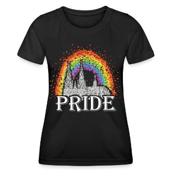 Pride Kölner Dom Regenbogenfahne LGBTQ Queer - Frauen Funktions-T-Shirt - Schwarz - Vorne - AI Model Female 172 light (172cm)