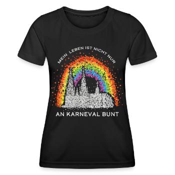 Kölner Dom Karneval 5. Jahreszeit Regenbogenfahne - Frauen Funktions-T-Shirt - Schwarz - Vorne - AI Model Female 172 light (172cm)