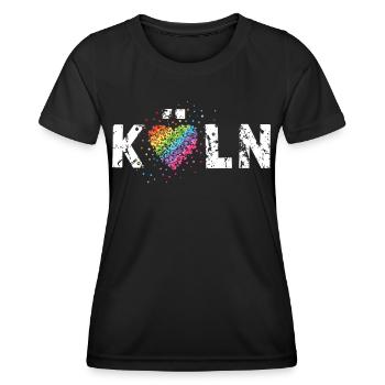 Köln LGBTQ Community Pride Regenbogenfahne Queer - Frauen Funktions-T-Shirt - Schwarz - Vorne - AI Model Female 172 light (172cm)