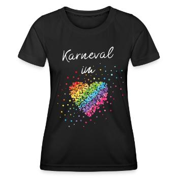 Karneval im Herz Regenbogen LGBTQ Gay Pride - Frauen Funktions-T-Shirt - Schwarz - Vorne - AI Model Female 172 light (172cm)
