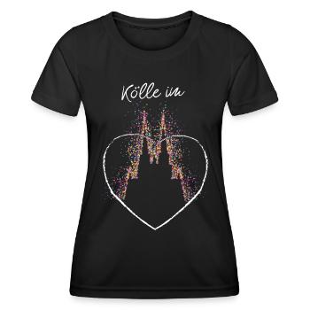 Kölle im Herz Kölner Dom Köln Konfetti Fasching - Frauen Funktions-T-Shirt - Schwarz - Vorne - AI Model Female 172 light (172cm)
