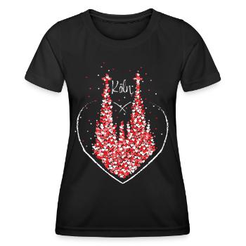Rot Weiss Köln Kölner Dom Karneval Kostümersatz - Frauen Funktions-T-Shirt - Schwarz - Vorne - AI Model Female 172 light (172cm)