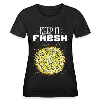 Costume de citron Remplacement Carnaval Cadeau Carnaval - T-shirt sport Femme - noir - Devant - AI Model Female 172 light (172cm)