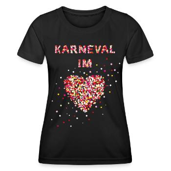 Karneval im Herzen Fasching Konfetti Kölnerin Jeck - Frauen Funktions-T-Shirt - Schwarz - Vorne - AI Model Female 172 light (172cm)