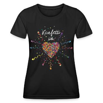 Konfetti im Herz Karneval Fasching Rosenmontag - Frauen Funktions-T-Shirt - Schwarz - Vorne - AI Model Female 172 light (172cm)