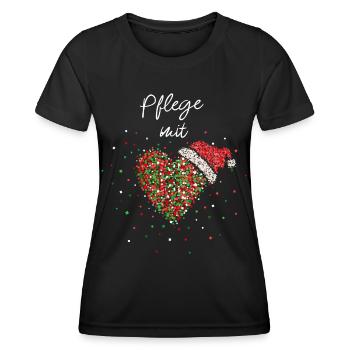 Pflegerin Mit Herz Pflege Nikolausmütze - Frauen Funktions-T-Shirt - Schwarz - Vorne - AI Model Female 172 light (172cm)
