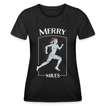 Jogging Joggers Running Santa Claus Hat Christmas Time - Women's Functional T-Shirt - black - Front - AI Model Female 172 light (172cm)