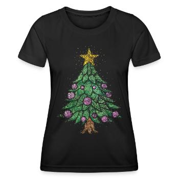 Christmas tree Christmas Eve Christmas tree Christmas tree - Women's Functional T-Shirt - black - Front - AI Model Female 172 light (172cm)
