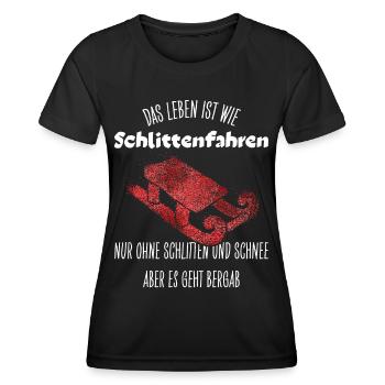 Schlitten Schlittenfahren Rodeln Wintersport - Frauen Funktions-T-Shirt - Schwarz - Vorne - AI Model Female 172 light (172cm)