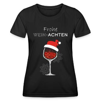 Frohe Weinachten Wein Weintrinker Weinliebhaber - Frauen Funktions-T-Shirt - Schwarz - Vorne - AI Model Female 172 light (172cm)