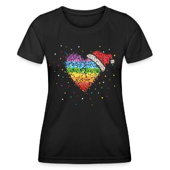 Père Noël Chapeau Arc-en-ciel Couleurs LGBTQ Pride Homo - T-shirt sport Femme - noir - Devant - AI Model Female 172 light (172cm)