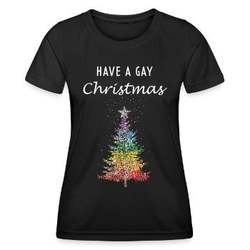 Gay Christmas Christmas Tree Christmas Party Homo - T-shirt sport Femme - noir - Devant - AI Model Female 172 light (172cm)