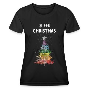 Queer Christmas Tannenbaum LGBTQ Pride Regenbogen - Frauen Funktions-T-Shirt - Schwarz - Vorne - AI Model Female 172 light (172cm)