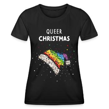 Queer Noël Santa Hat LGBTQ Pride Gay - T-shirt sport Femme - noir - Devant - AI Model Female 172 light (172cm)