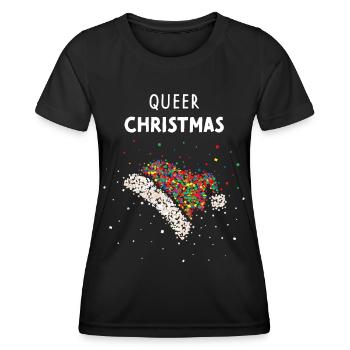 Chapeau de Noël queer LGBTQ Pride - T-shirt sport Femme - noir - Devant - AI Model Female 172 light (172cm)