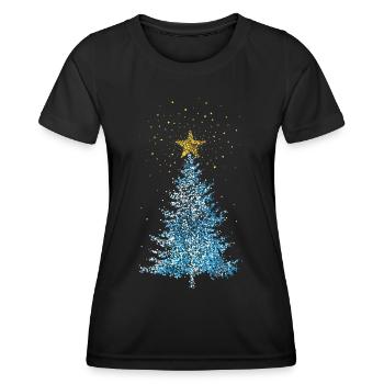 Weihnachtsbaum Tannenbaum Weihnachtsstern Sterne - Frauen Funktions-T-Shirt - Schwarz - Vorne - AI Model Female 172 light (172cm)