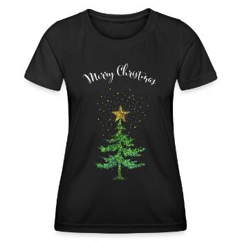 Merry Christmas Weihnachtsbaum Weihnachtsstern - Frauen Funktions-T-Shirt - Schwarz - Vorne - AI Model Female 172 light (172cm)