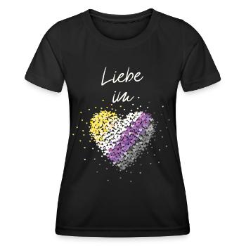 L’amour dans le cœur Asexuel Asexualité ACE Asexuels - T-shirt sport Femme - noir - Devant - AI Model Female 172 light (172cm)
