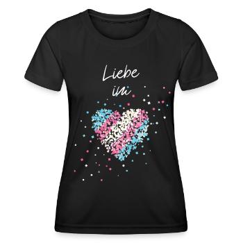 L’amour dans le cœur Transgenre Transsexuel Transsexuel - T-shirt sport Femme - noir - Devant - AI Model Female 172 light (172cm)