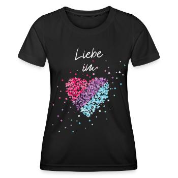 L’amour dans le cœur Bisexualité Bisexualité Gay Homo - T-shirt sport Femme - noir - Devant - AI Model Female 172 light (172cm)