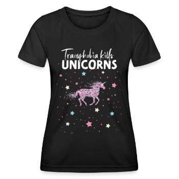 Licorne Transgenre Transphobie transsexuelle - T-shirt sport Femme - noir - Devant - AI Model Female 172 light (172cm)